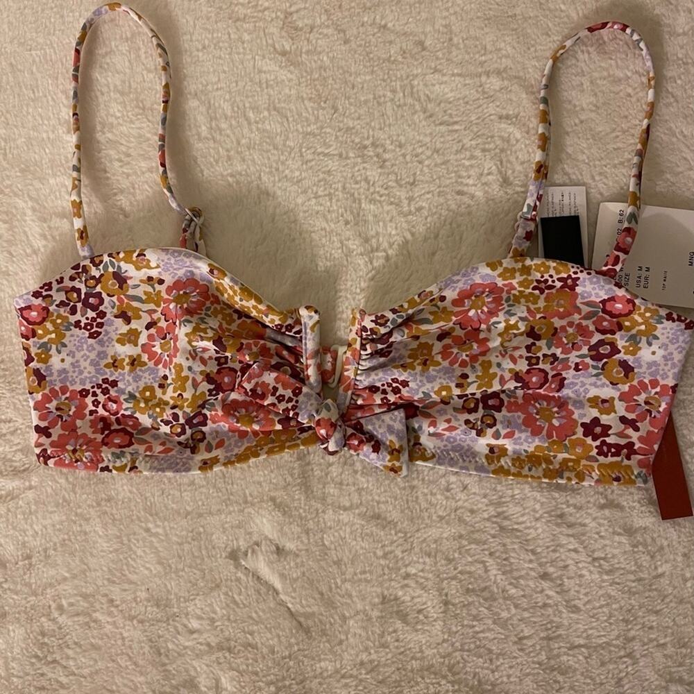 NWT MNG Floral White Bikini Top size Medium